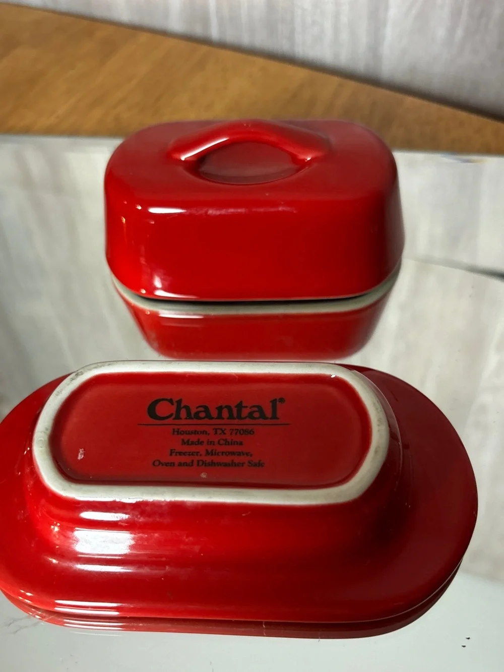 Chantal Red Ceramic Mini Butter Dish with Lid